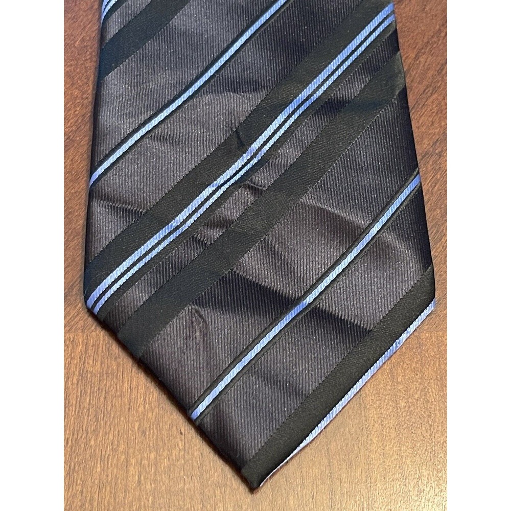 Angelo Rossi Black Blue 100% Microfiber Designed In Italy Men’s Neck Tie